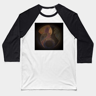 ART DECO PARROT , HAZY MUTED ON BLACK WITH HIGHLIGHTS Baseball T-Shirt